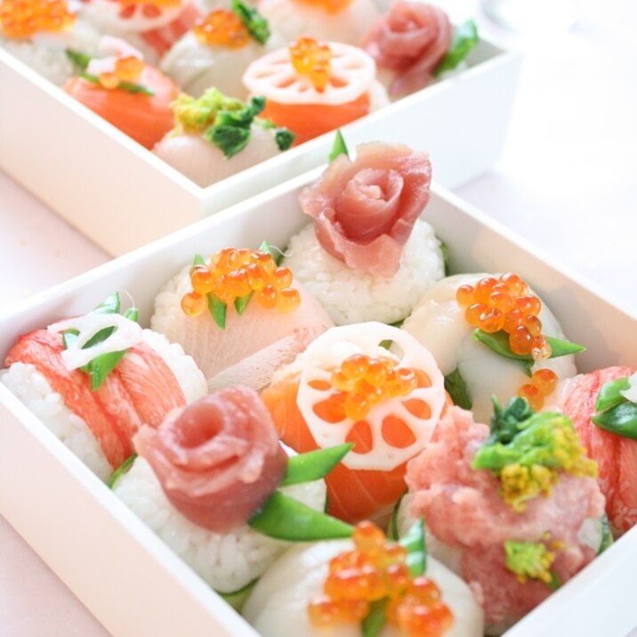 ひな祭りに デコ手鞠寿司 レシピ 作り方 By Asami Obento 楽天レシピ